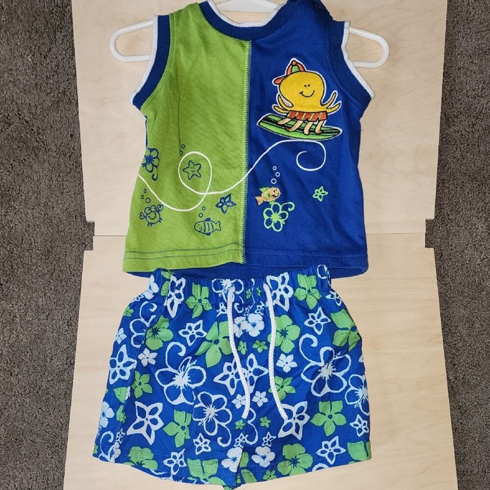 B.T. Kids Vintage Surfing Octopus Blue and Green Matching Set